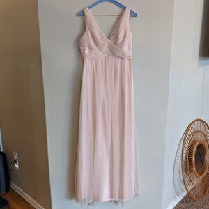 Anthro BHLDN Hitherto Blush Pink Tulle Dress Bridesmaid Wedding Women's sz 6